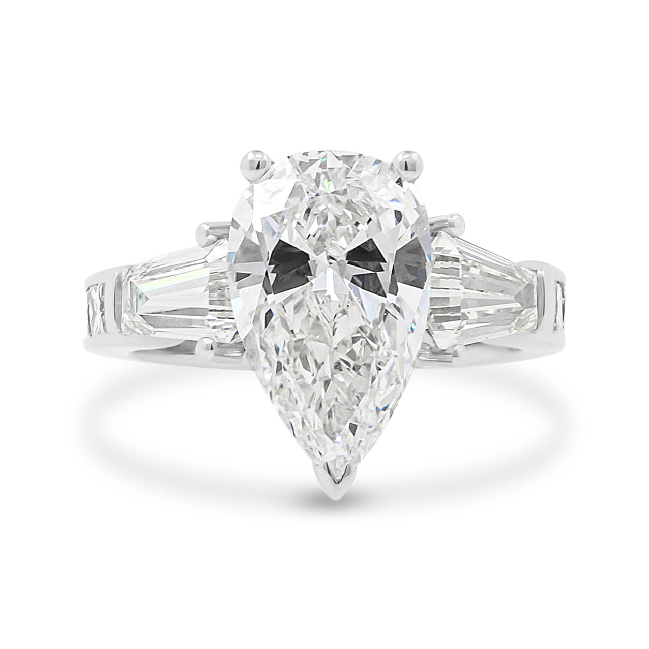 Pear Cut Solitaire Diamond Shoulder Set Engagement Ring
