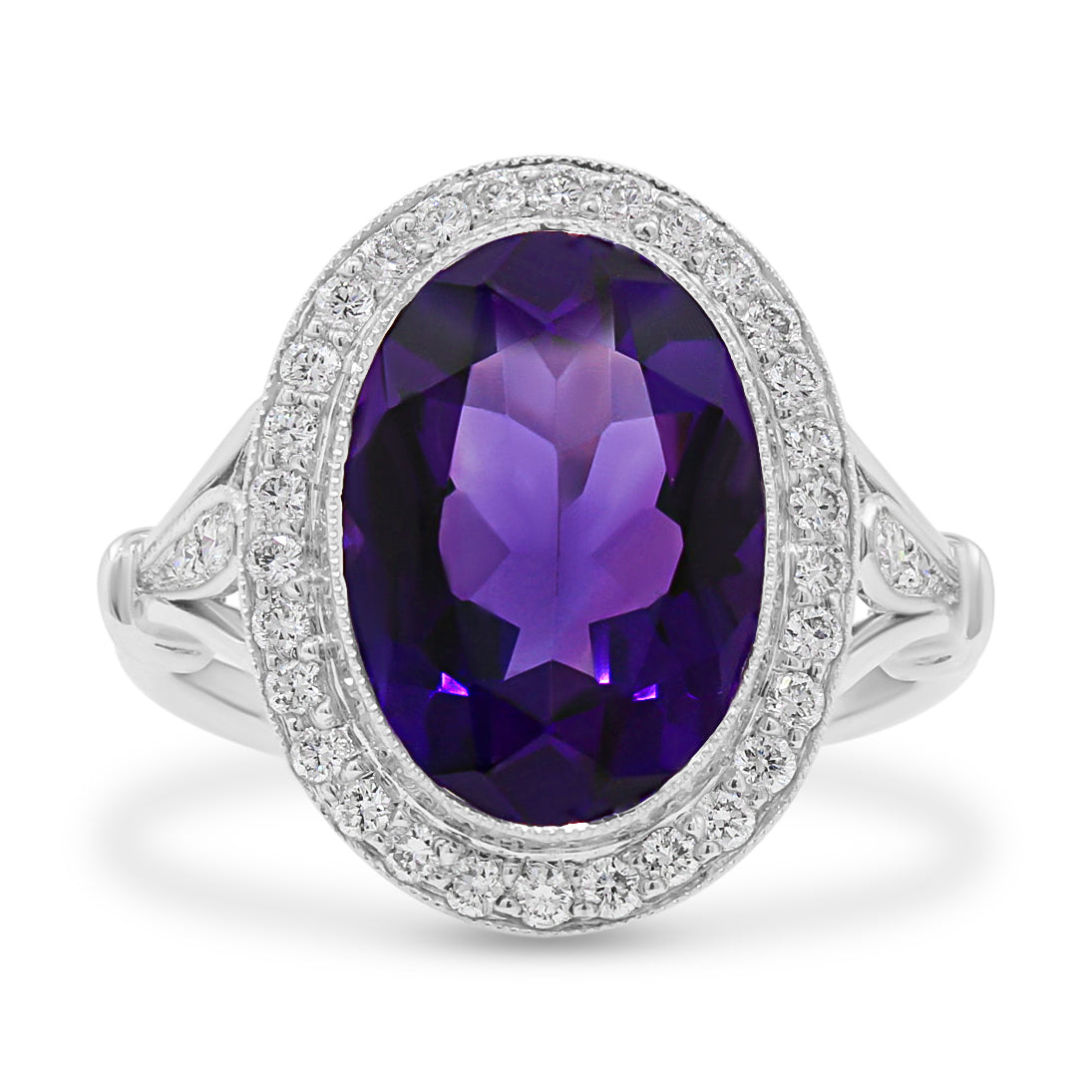 18ct White Gold Amethyst and Diamond Dress Ring