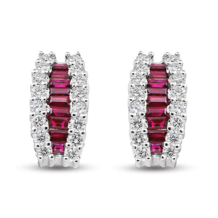 18ct Ruby & Diamond Drop Earings