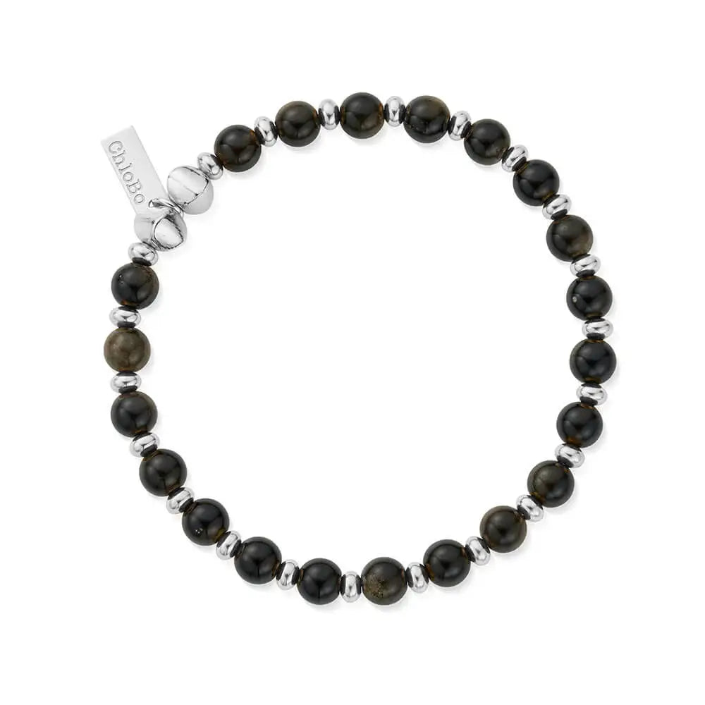 Men's Golden Obsidian Slim Round Bracelet
