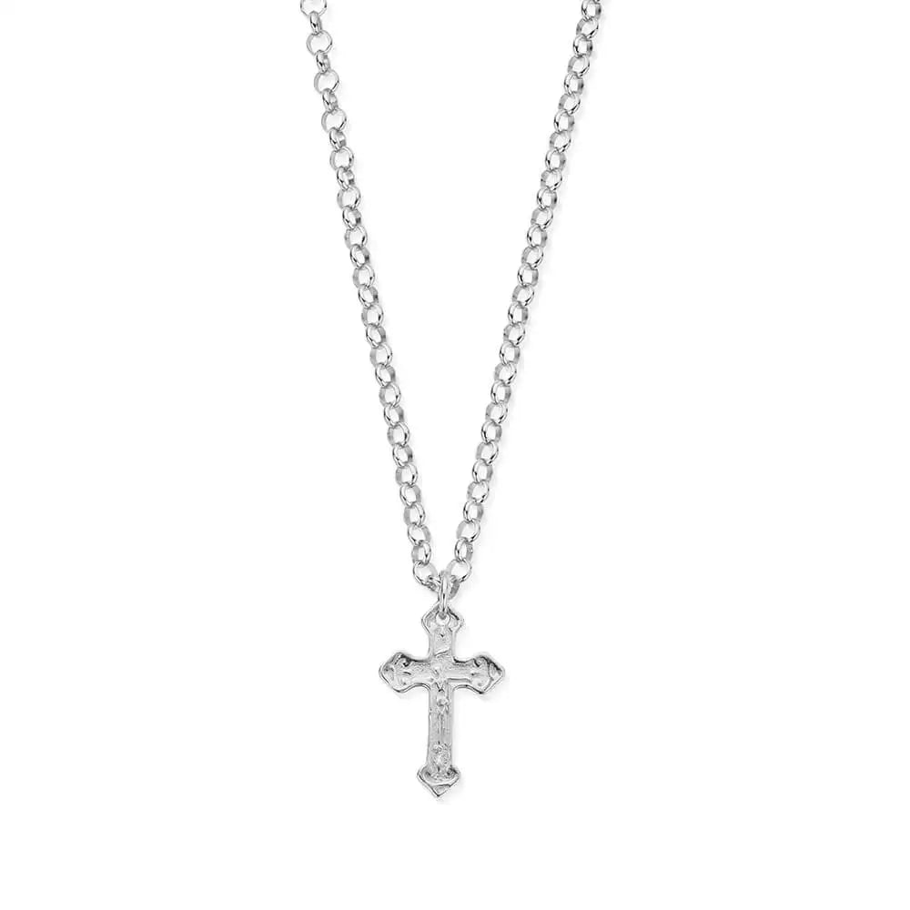 Men's Belcher Chain Embossed Cross Necklace