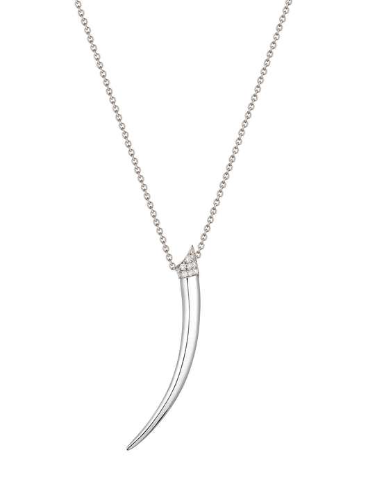 SILVER DIAMOND TUSK PENDANT