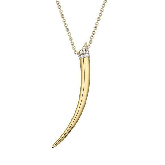 YELLOW GOLD VERMEIL DIAMOND TUSK PENDANT