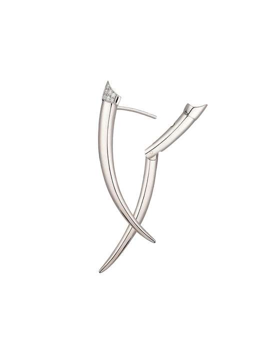 SILVER DIAMOND CROSSOVER EARRINGS