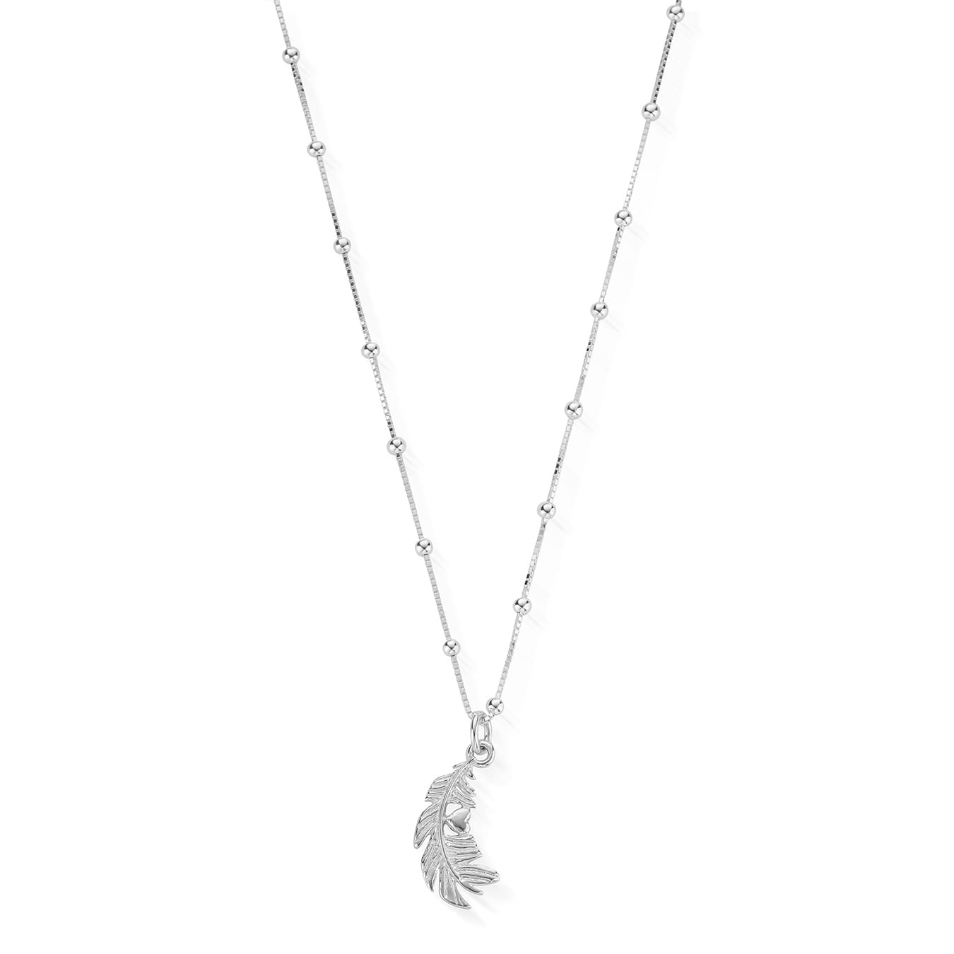 Chlobo Bobble Chain Feather Heart Necklace