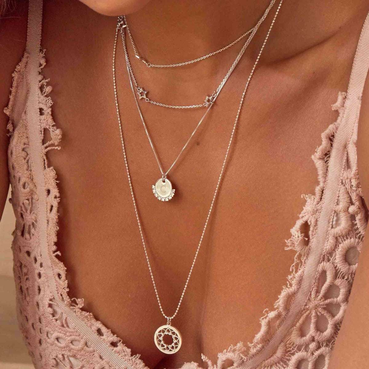 Chlobo Diamond Cut Chain With Heart Mandala Pendant