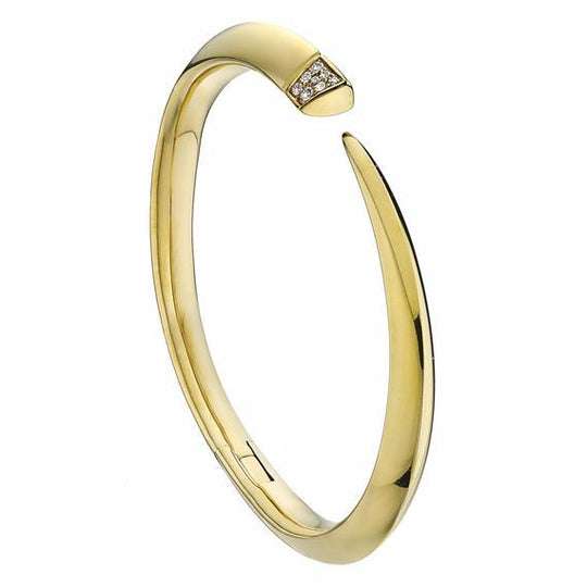 YELLOW GOLD VERMEIL DIAMOND TUSK BANGLE
