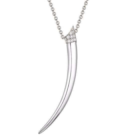 SILVER DIAMOND TUSK PENDANT