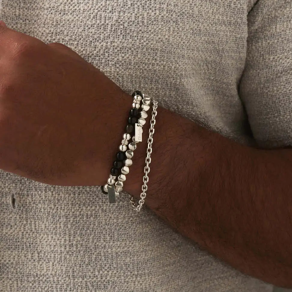 Men's Golden Obsidian Triple Ball Bracelet