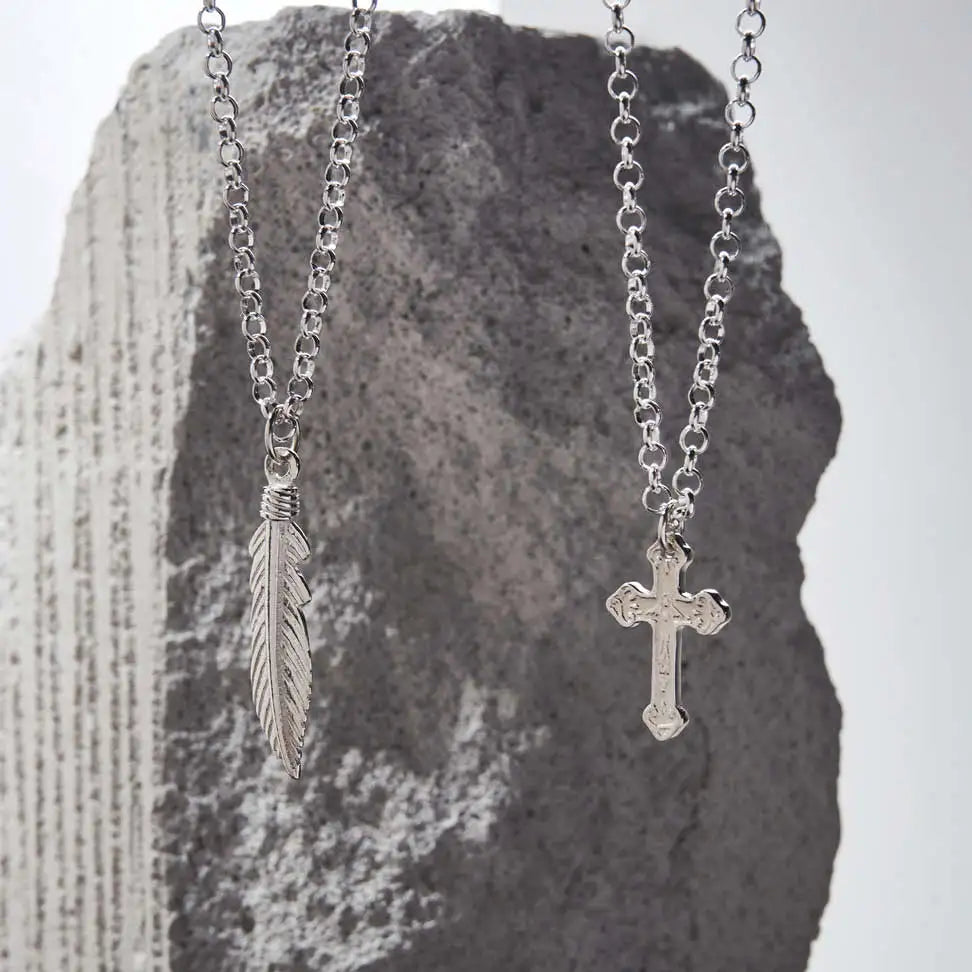 Men's Belcher Chain Feather Necklace