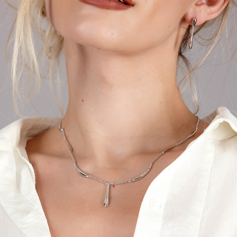 Station Diamond Drop Necklace
