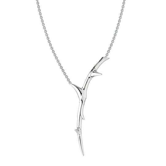 ROSE THORN SILVER LONG SINGLE NECKLACE