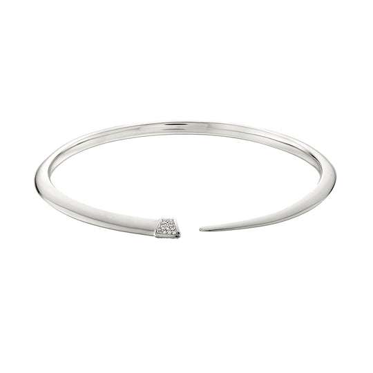 SILVER DIAMOND SLIM TUSK BANGLE