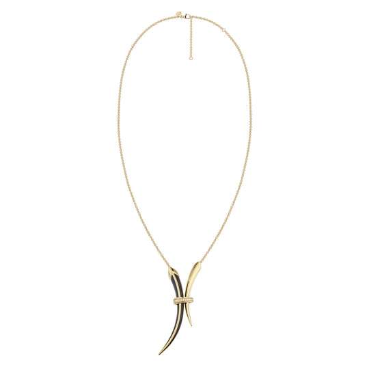 SABRE DECO YELLOW GOLD VERMEIL DIAMOND CERAMIC NECKLACE