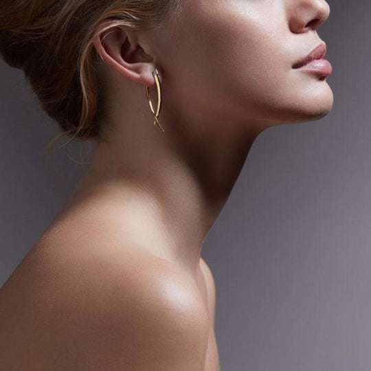 YELLOW GOLD VERMEIL DIAMOND CROSSOVER EARRINGS