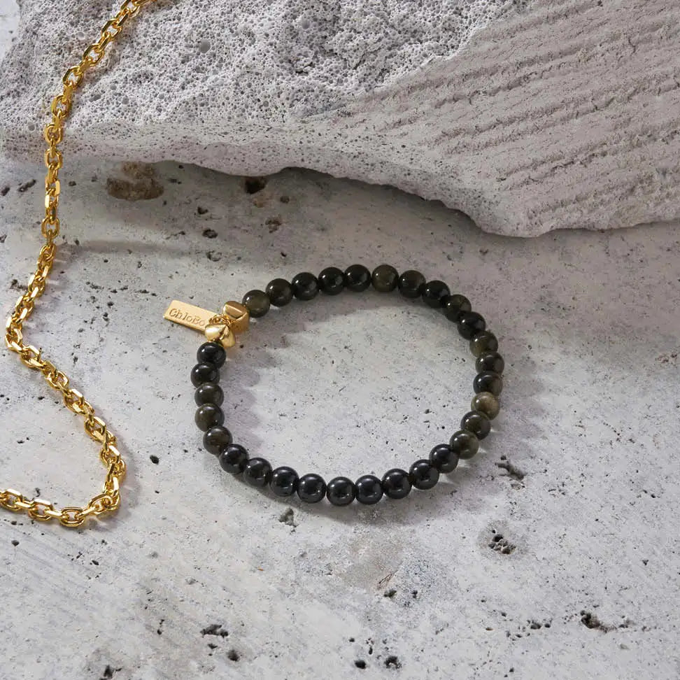 Men&#39;s Golden Obsidian Bracelet
